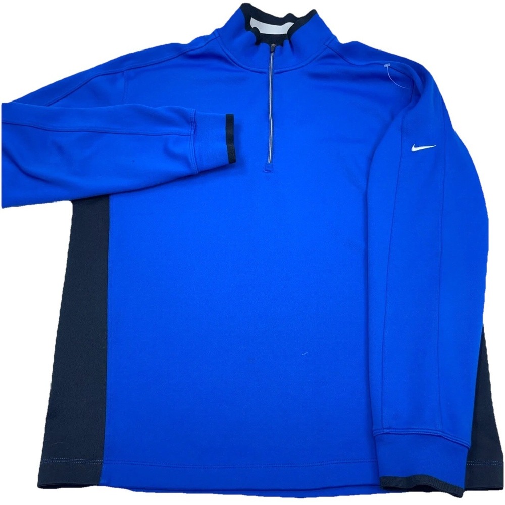 Nike Golf Sweatshirt Men Medium Royal Blue Pullover Quarter Zip  Dri Fit Sweater